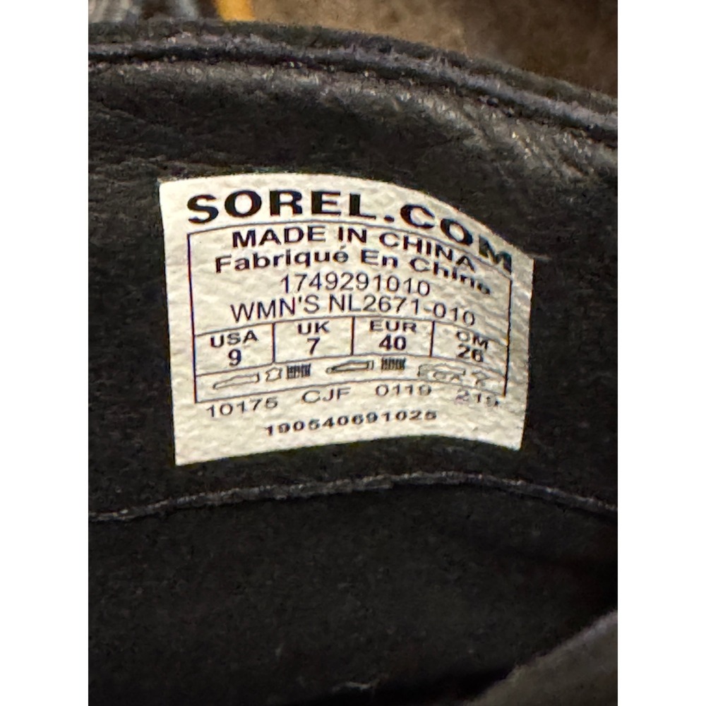 Sorel Emelie Chelsea Waterproof Black Leather Ankle Boots NL2671-010 Womens 9 - Picture 11 of 13